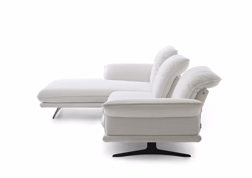 Ecksofa - Longchair links mit Sofa 2-Sitzer, Sitztiefe verstellbar, Stoff, Snow