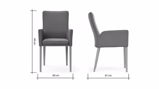 Armlehnstuhl Tuma - Leder, Graubraun