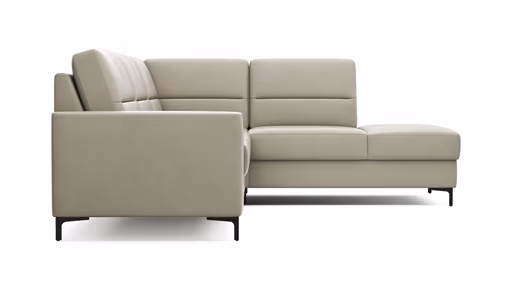 Ecksofa Merlos H. - 2,5-Sitzer mit Ecke rechts, Leder, Kreide