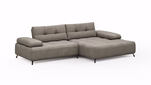 Ecksofa Comodo - 1,5-Sitzer, Longchair rechts, Leder, Taupe