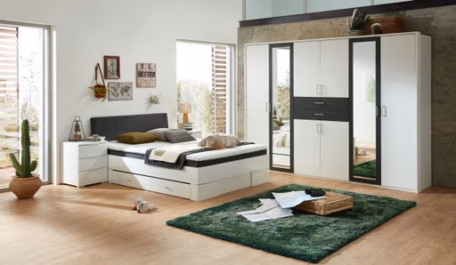 Drehtürenschrank- B ca. 270 cm, Weiß, Graphit