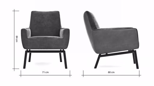 Sessel Matina - Größe M, Leder&Stoff, Dunkelbraun, Mauve