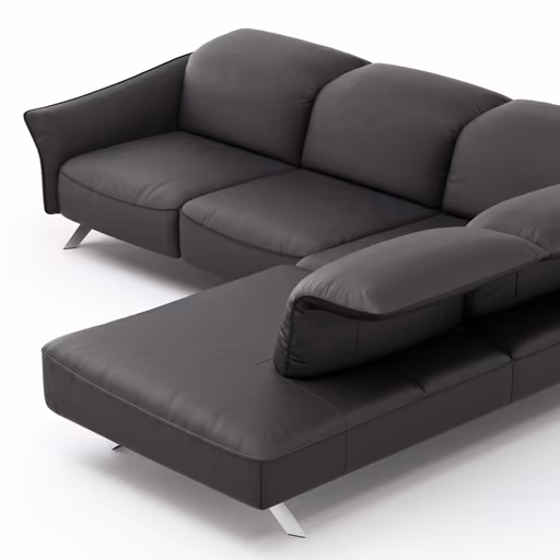 Ecksofa Bormio - 2,5-Sitzer mit Ecke rechts inklusive Relaxfunktion (motorisch), Leder, Schwarz