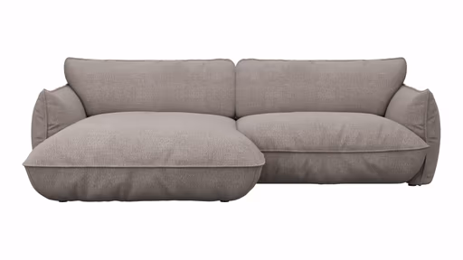 Ecksofa Fluffy - Longchair mit 2,5-Sitzer rechts inkl. Rückenlehne verstellbar, Stoff, Taupe