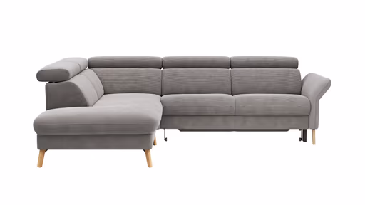 Sofa Maryville - Eckelement und Abschlussteil medium links mit 2,5-Sitzer, inkl. Schlaffunktion, Stauraum, Armlehne/Kopfteil verstellbar, Stoff, Grau