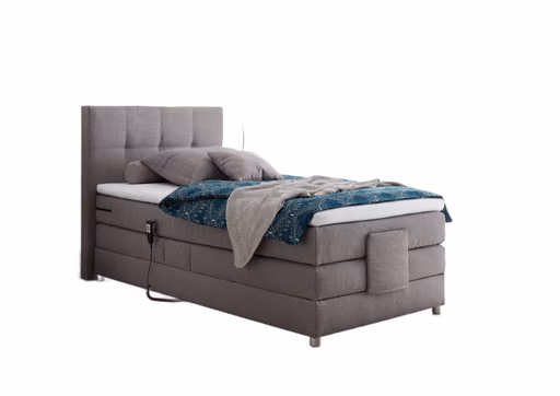 Boxspringbett- Liegefläche ca. 100x200 cm, Stoff Grau