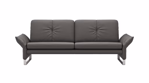 Sofa Tenero - 3-Sitzer inkl. Armlehne verstellbar, Leder, Anthrazit