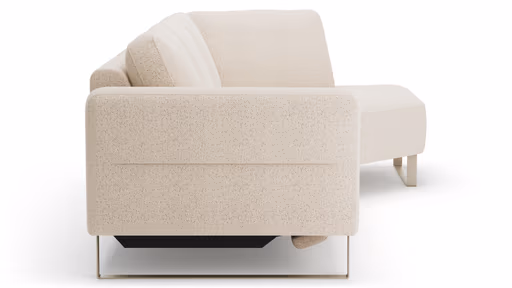 Ecksofa Leona - 2,5-Sitzer mit Ecke rechts inkl. Relaxfunktion motorisch, Stoff, Creme 