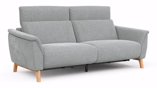 Sofa Nevin - 3-Sitzer, inkl. Relaxfunktion und Kopfteilverstellung (motorisch), Stoff, Silbergrau 