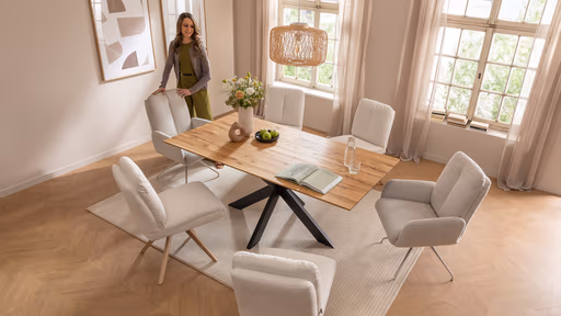 Esstisch Liora - ausziehbar, LB ca. 180x95 cm, Wildeiche massiv, natur geölt