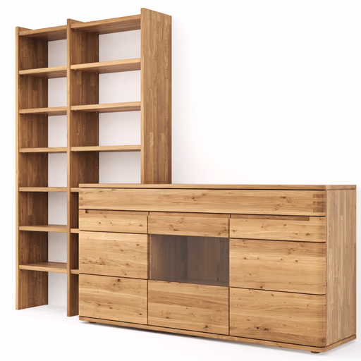 Wohnwand Cartago Soft - Wildeiche massiv, natur geölt