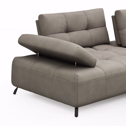 Ecksofa Comodo - 1,5-Sitzer, Longchair rechts, Leder, Taupe