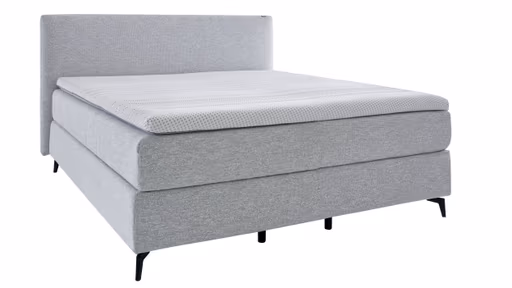 Boxspringbett Delia - Liegefläche ca. 180x200 cm, Stoff, Ecru