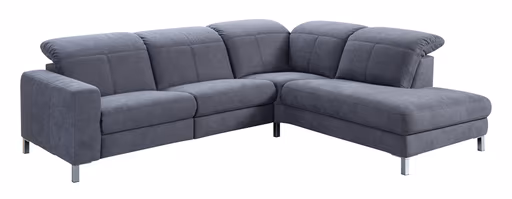 Polstergarnitur EM Brüssel - 3-Sitzer mit Ecke rechts  inkl. Kopfteil verstellbar, Stoff, Anthrazit