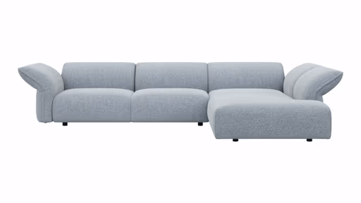 Ecksofa Motone - 2,5-Sitzer mit Ecke rechts, Stoff, Hellblau