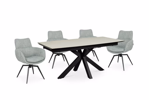 Armlehnstuhl MAXINE - drehbar, Stoff, Petrol