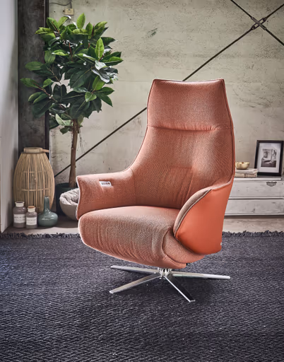 Relaxsessel Girona -  Relaxfunktion (motorisch) und Aufstehhilfe, Stoff, Leder, Rose