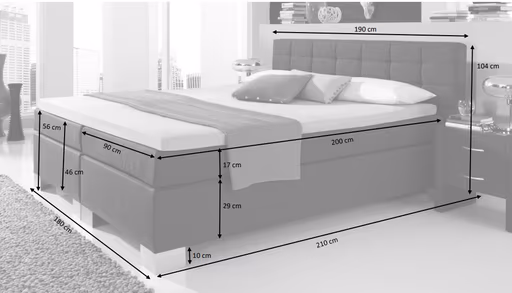 Boxspringbett HAIKOS- Liegefläche ca. 180x200 cm, Stoff, Grau