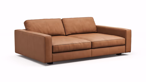 Sofa Aprino 2 - 3,5-Sitzer XXL, Dickleder, Cognac, Armlehne Block schmal