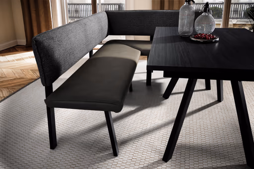 Eckbankgruppe - inkl. Tisch und 2x Stühle, Stoff, Grau