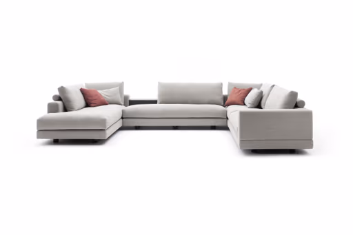 Ecksofa Cuneo - Longchair links, 2,5-Sitzer, Ecke rechts, Stoff, Hellgrau