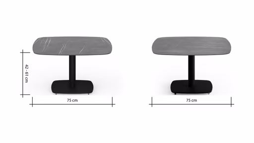 Couchtisch Camas - LBH ca. 75x75x42 cm, Keramik, Dunkelgrau