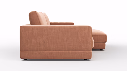 Ecksofa Juni - 1,5-Sitzer mit Longchair rechts, Stoff, Pfirsich