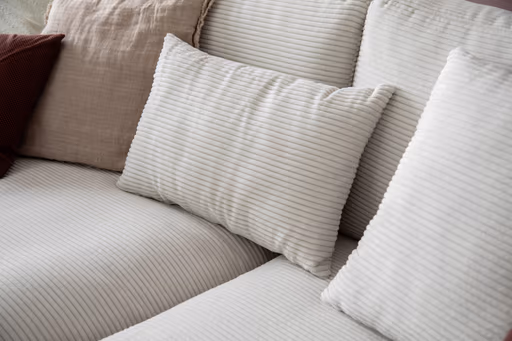 Ecksofa Janne - Longchair links, 1,5-Sitzer, Cord, Offwhite