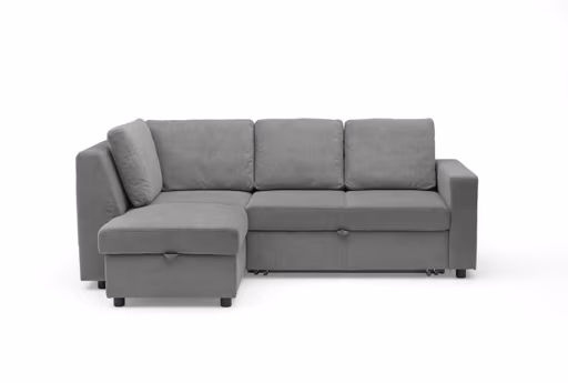 Ecksofa PRO FLEXX - Ecke links, 2-Sitzer inkl. Schlaffunktion und Bettkasten, Stoff, Grau