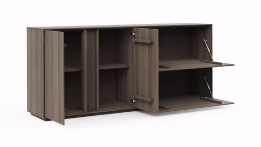 Sideboard Saratoga - mit Klapptüren, Buche massiv, silbergrau geölt