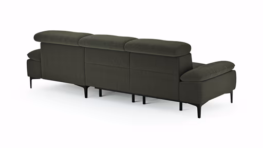 Ecksofa Felipa - 2,5-Sitzer mit Longchair rechts inkl. Armlehne verstellbar und Rückenlehne/Sitztiefe verstellbar (motorisch), Stoff, Dunkelgrün