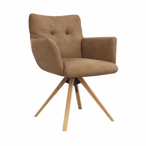 Armlehnstuhl Nashville - drehbar, Leder, Braun