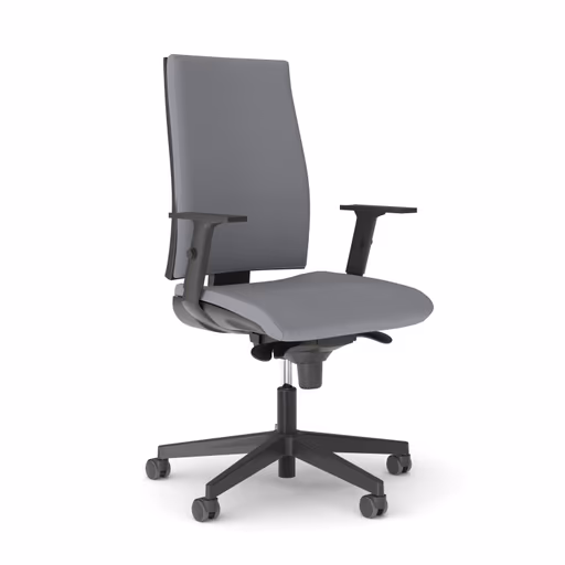 Bürodrehstuhl - mit Armlehne, Synchronmechanik, Stoff, Grau