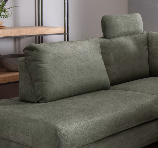 Ecksofa - Ecke links und 2-Sitzer, Stoff, Dunkelgrün