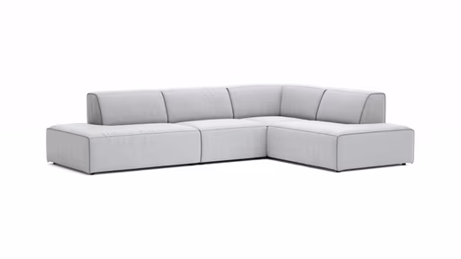 Ecksofa Elementos - Abschlusselement mit 1-Sitzer und Ecke rechts, Stoff, Hellgrau