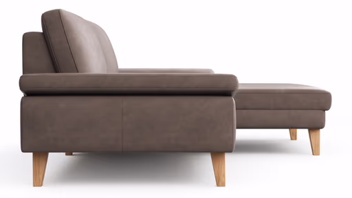 Ecksofa Houston - 1,75-Sitzer mit Longchair groß rechts, inkl. Sitztiefenverstellung und Armlehne klappbar, Leder, Dunkelbraun