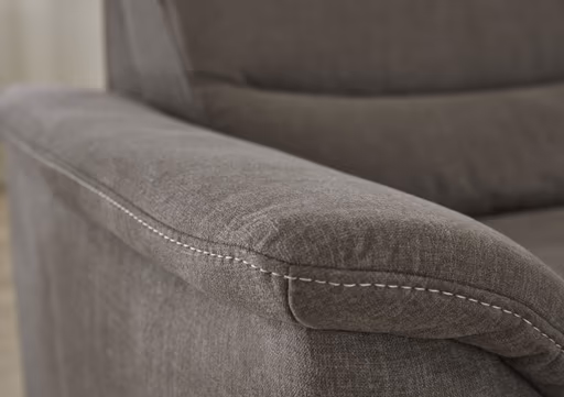 Ecksofa - 2,5-Sitzer mit Ecke rechts, Kopfteil verstellbar, Flachgewebe, Mandel