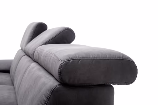 Ecksofa Anna - 2,5-Sitzer mit Longchair rechts inkl. Relaxfunktion (motorisch), Kopfteil verstellbar, Stoff, Stahl