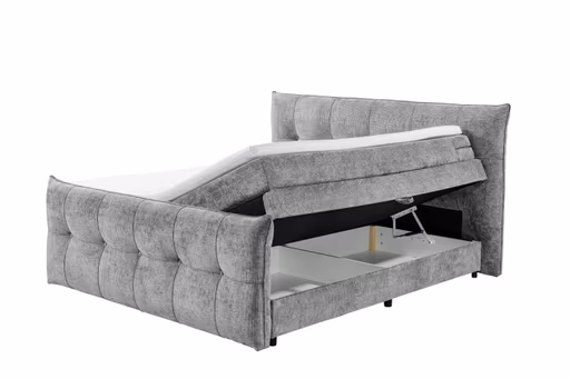 Boxspringbett- Liegefläche ca. 180x200 cm, Stoff, Grau