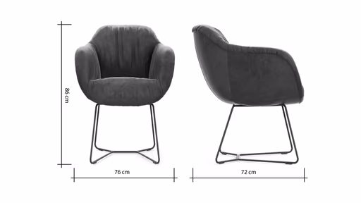 Dinnerchair Sevano - Leder, Anthrazit