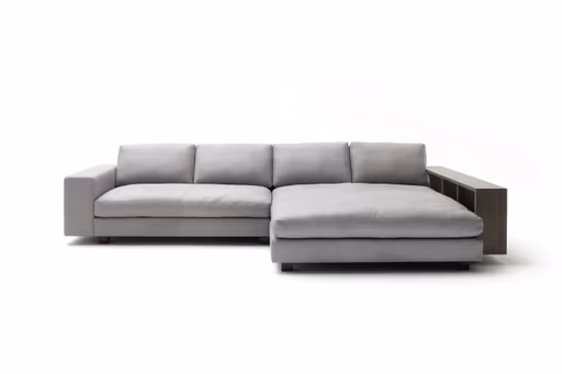 Ecksofa Aprino 1 - 2,5-Sitzer mit Longchair rechts, Leder, Grau