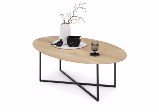 Couchtisch - LB ca. 115x70 cm, Wildeiche massiv geölt, Schwarz