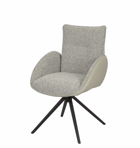 Armlehnstuhl MAURA - drehbar, Stoff, Silberfarben, Latte Macchiato