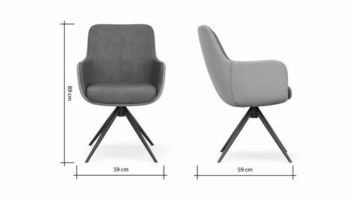 Armlehnstuhl Mis - Leder, Dunkelgrau, Stoff, Grau, Gestell Stativ