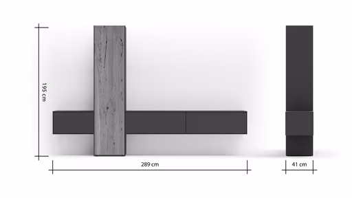 Wohnwand Medio -  Melamin, Schiefergrau