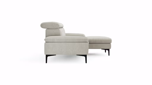 Ecksofa Felipa - 2,5-Sitzer mit Longchair rechts inkl. Kopfteil verstellbar, Stoff, Natur