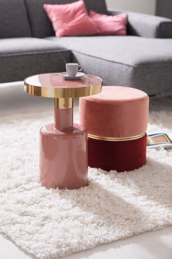 Hocker Svala B - Velour, Rosa, Robinrot