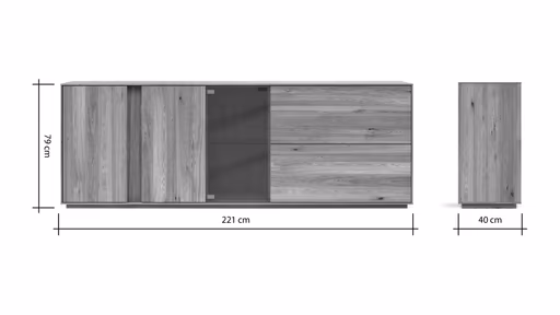 Sideboard Saratoga - Wildeiche massiv, natur geölt