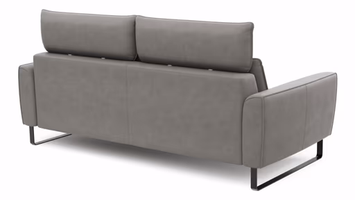 Sofa Avela - 3-Sitzer inkl. Kopfteil verstellbar, Leder, Steingrau