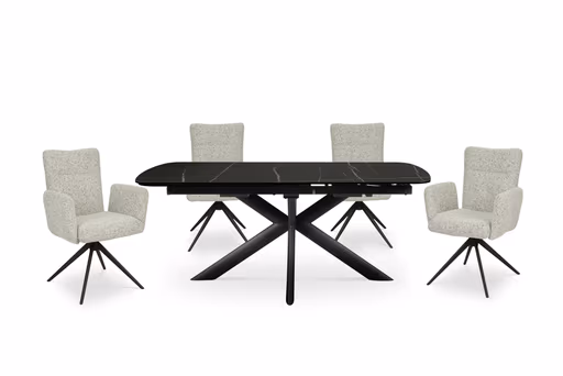 Stuhl MYLENE - drehbar, Stoff, Schwarz-Weiß